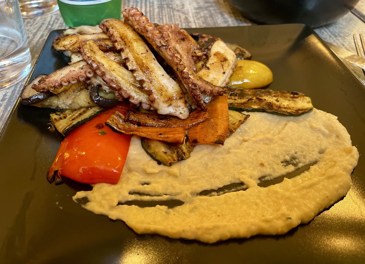 Griled octopus with hummus