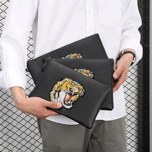 Title 3, Mens Tiger Head Embroidered Clutch. Carry your...