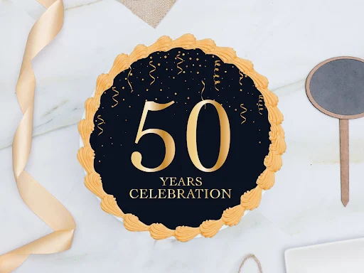 50 Years Of Celebration Photo Cake