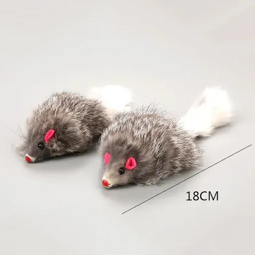 1Pcs False Mouse Cat Pet Toys 18 cm Cat Long-haired Tail Mice Mouse Toys Soft Rabbit Fur Furry Plush Cat Toy For Pet Cat