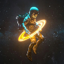Astronaut in a Cosmic Light Ring