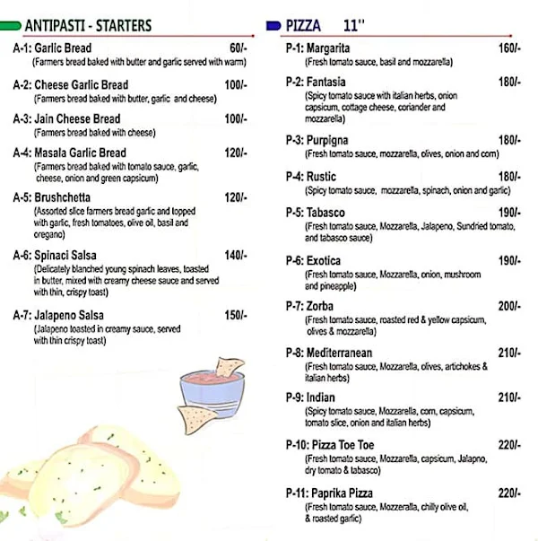 Pizza Street menu 