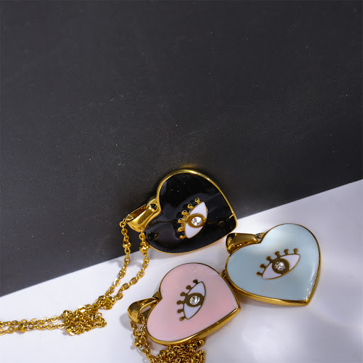 Title 9, Heart-shaped Oil Drop Eye Pendant Vintage Artis...