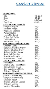 Geetha's Kitchen menu 1