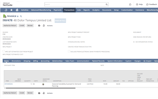 NetSuite Sticky Header screenshot 2