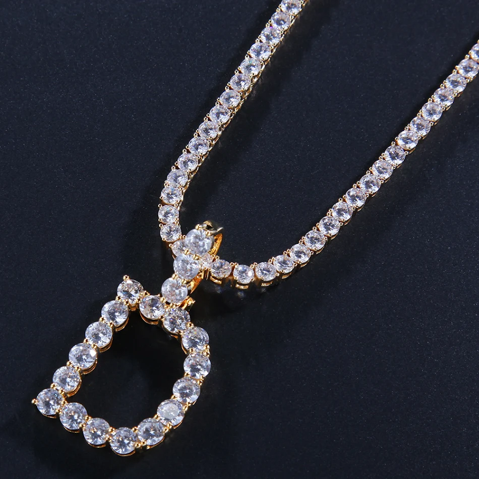 Hip Hop Men and Women Simple Zircon Letter Pendant 26 Letter Necklace Free Combination BlingBlingLetters