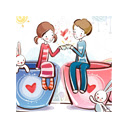 Valentine Couple in love drinking tea Chrome extension download