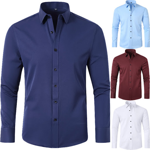 Title 2, Mens Full Elastic Force Shirt, Non-ironing, An...