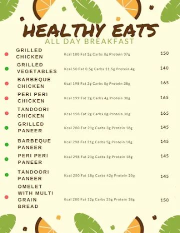 Healthy Eats menu 