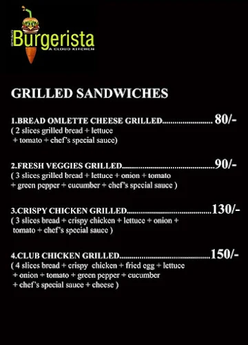 Cafe Burgerista menu 