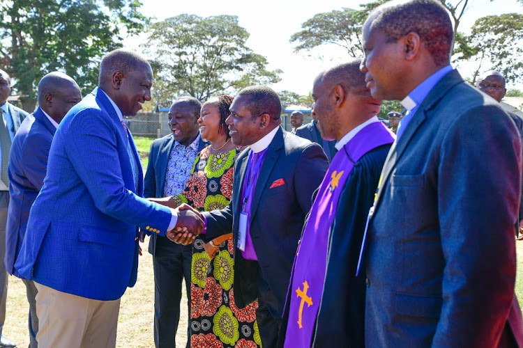 President William Ruto attends an Interdenominational church service in Nanyuki Stadium, Laikipia County.