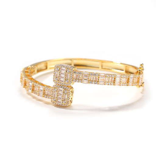 Title 1, HT Cubic Zirconia Mens Bracelet Gold Plated Fa...