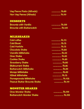 One And Only Restaurant menu 