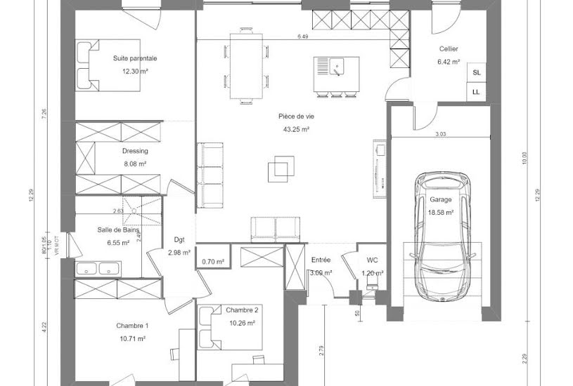  Vente Terrain + Maison - Terrain : 2 250m² - Maison : 105m² à Caudry (59540) 