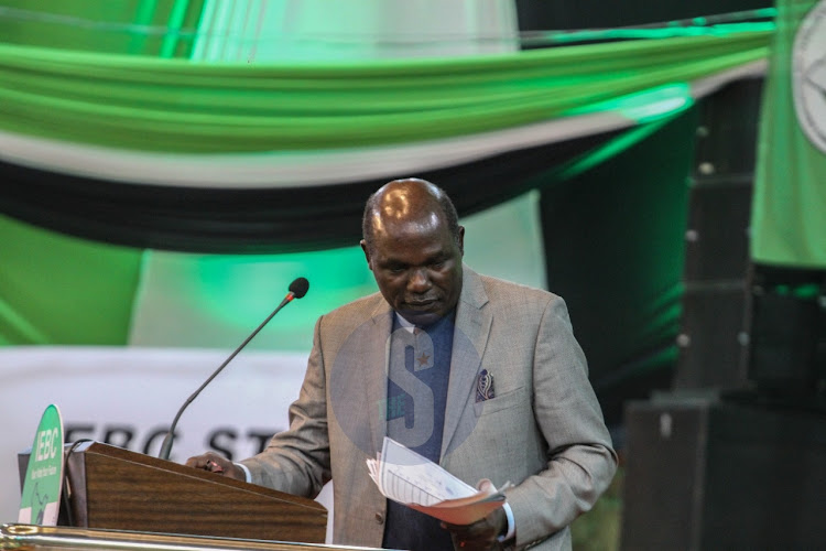 IEBC Chairman Wafula Chebukati at Bomas of Kenya IEBC tallying center on August 12 2022.