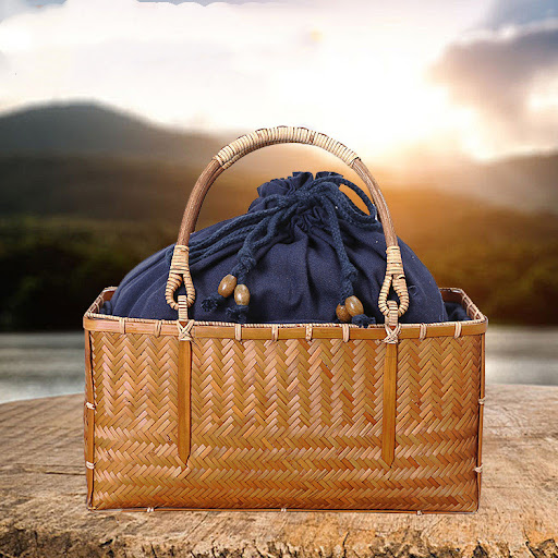 Title 3, Portable Bamboo Shopping Basket and Bag, eco-fr...