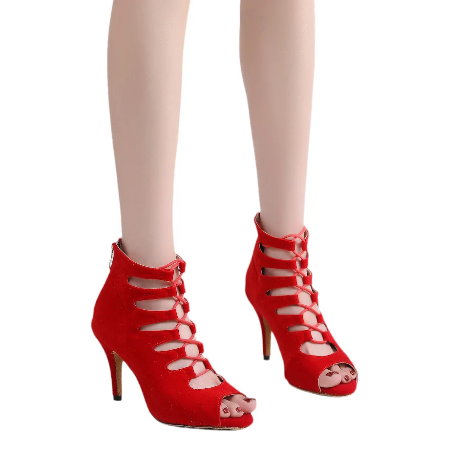 Salto Alto Vermelho Feminino com Solado Macio e Bico Aberto Curto Conforto e estilo em um só calçado. Ideal para looks sofisticados e modernos.
