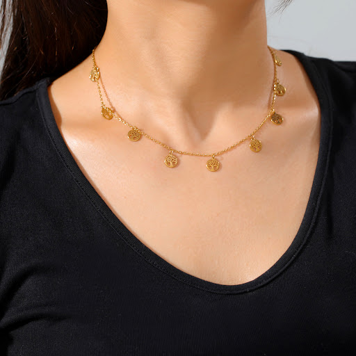 Title 4, Curved Tree Fashion Simple Stainless Steel Neck...