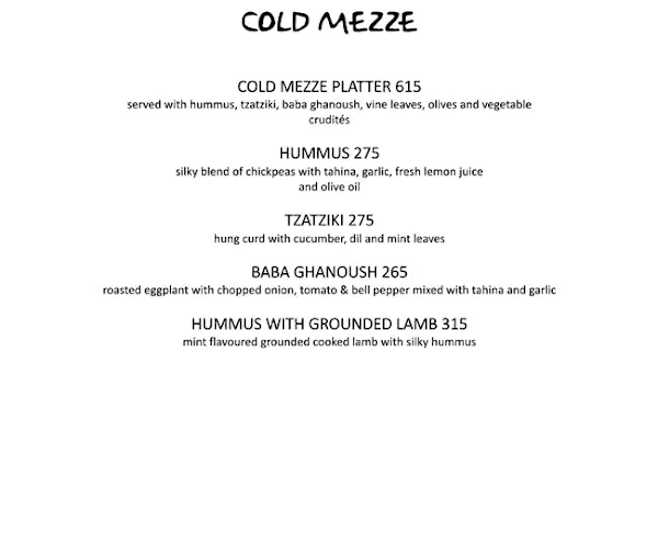 Fez Dining and Bar menu 