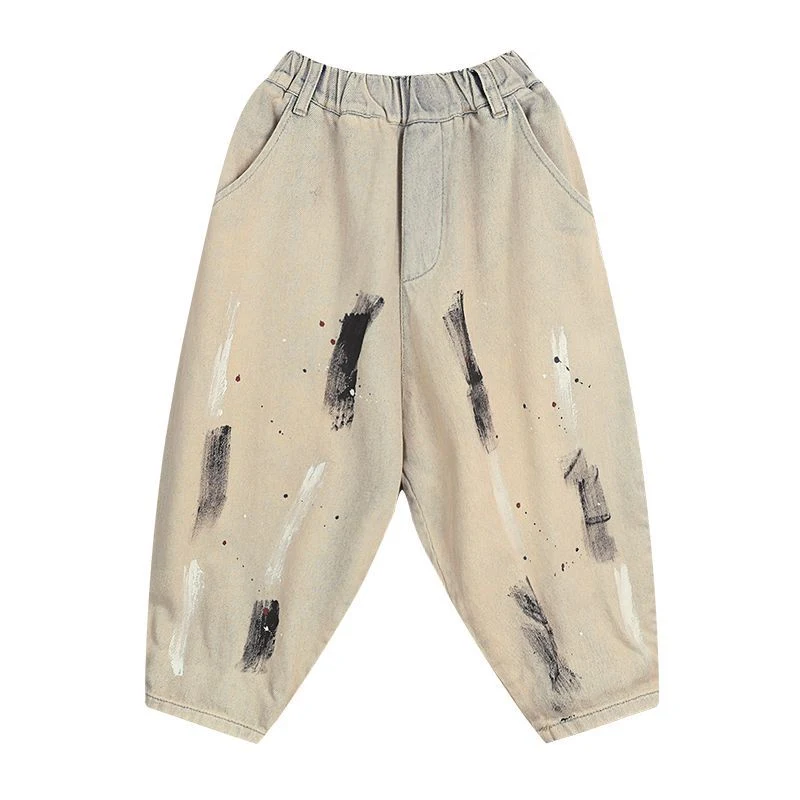 Calças Casuais Hip-hop para Meninos com Estampa Graffiti, Conforto e Estilo Urbano para um Visual Moderno e Descolado.