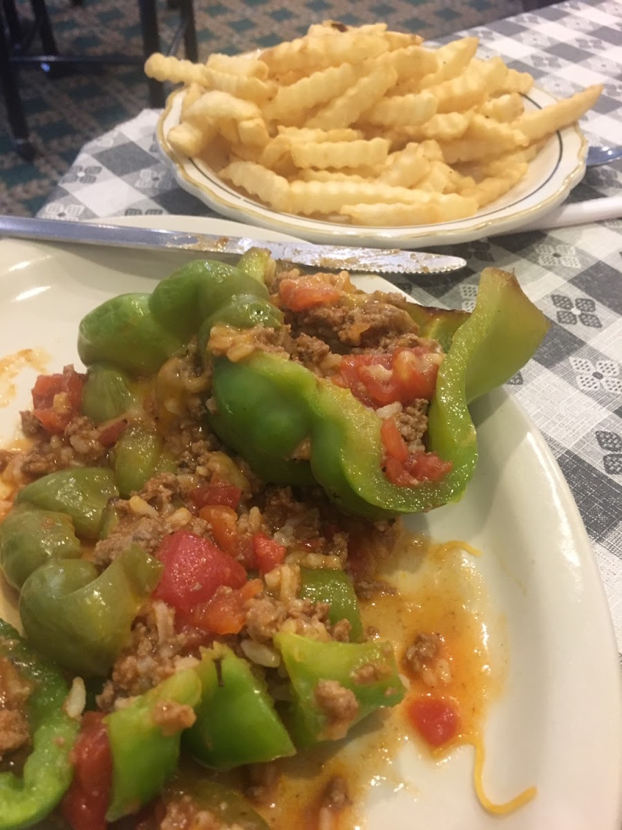 Stuffed green peppers ( regular dinner - not GF )