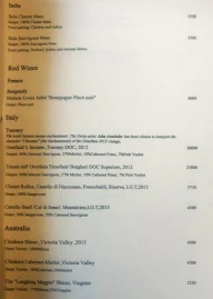 Arcot Bar, Trident menu 4