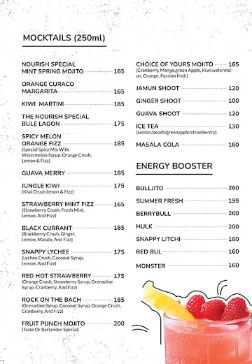 The Nourish menu 