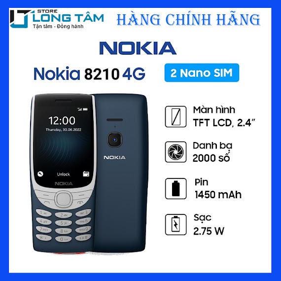 Điện Thoại Nokia 8210 4G - Hàng Chính Hãng - Pin Lâu - Bàn Phím Nút Giá Rẻ Chỉ Có Tại Long Tâm Store