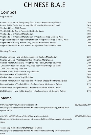 Chinese BAE menu 