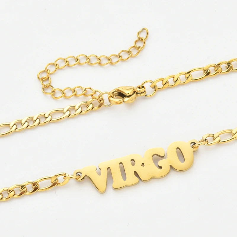 Eenvoudige 18K gouden ketting met twaalf sterrenbeelden, gemaakt van 304 roestvrij staal. Elegant cadeau, duurzaam design.