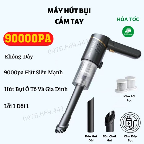 Máy Hút Bụi Cầm Tay Không Dây Máy Hút Bụi Mini May Hut Bui Ô Tô Cực Mạnh Đèn Rọi Ray Asaki