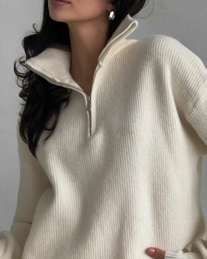 Title 5, Fashion Womens Half Zipper Lapel Knitted Suit