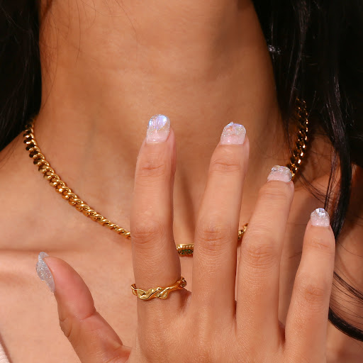 Title 7, Irregular Surface Ring Ornament Stainless Steel...