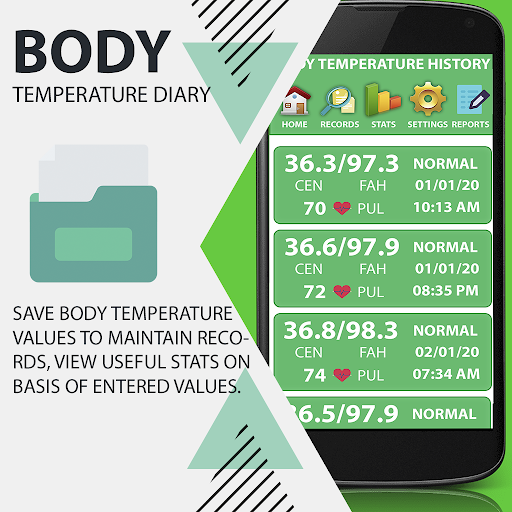 Body Temperature Diary  Thermometer Fever Guide