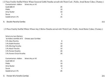 Paratha Cafe menu 