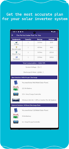 Screenshot Power Calculator -Solar Energy