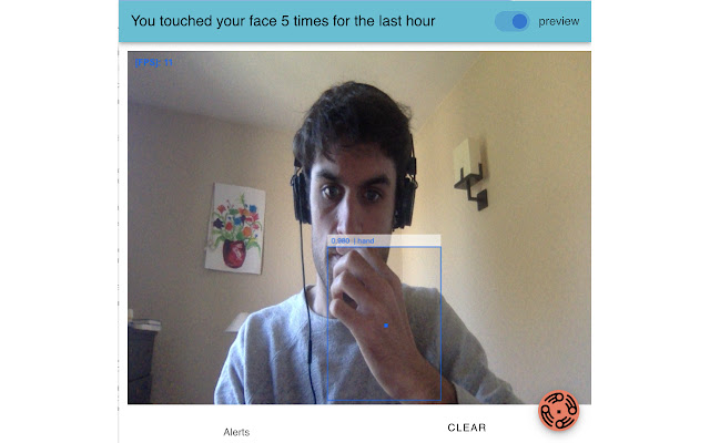 Face touching detector chrome extension