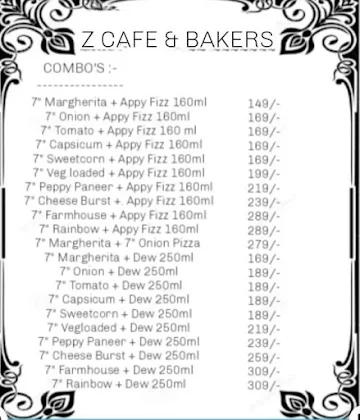 Z Cafe & Bakers menu 