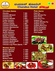 Chandus Hotel menu 1