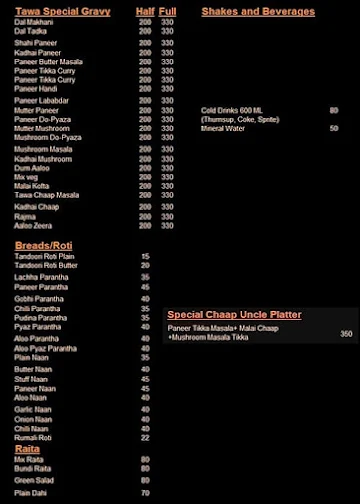 Chaap Uncle menu 