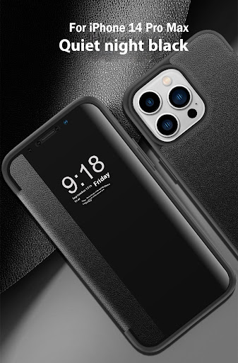 Title 10, Plain Leather Business Flip Phone Case With Ant...