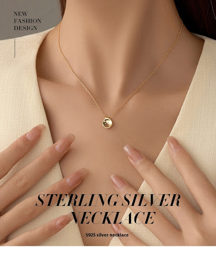 Title 1, Sterling Silver Irregular Concave Necklace Simp...