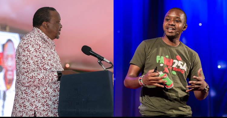 Rais Uhuru Kenyatta na mwanaharakati Boniface Mwangi