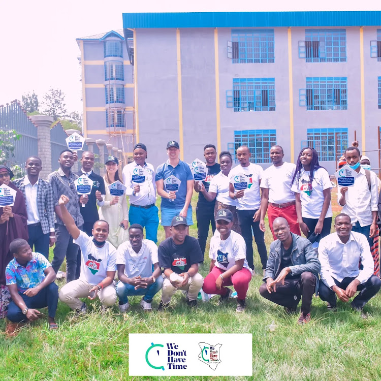 Tree planting day at Mount Kenya University conducted by the office, students from the varsity and one of the investors of We Don't Have Time.