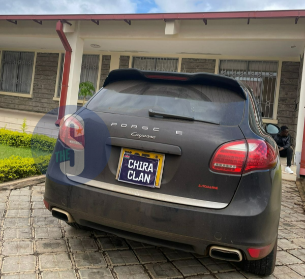 One of the vehicles that was in the convoy during collection of TikToker Brian Chira's body at the Kenyatta University Mortuary ahead of his burial at the family home in Gathanje, Ingitei village, Githunguri in Kiambu County, March 26, 2024.