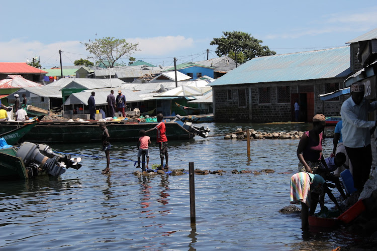 Flooded Mbita main fish banda in Lake Victoria