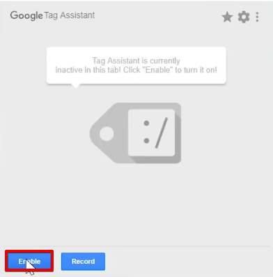 Enabling the Google Tag Assistant Legacy extension from the browser