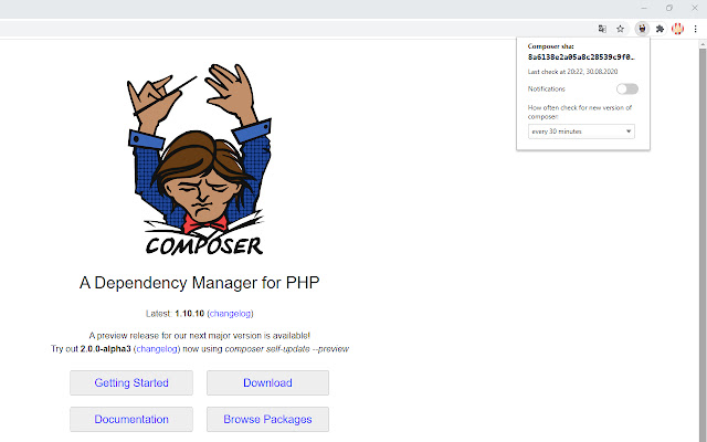Composer Update Notifier chrome extension