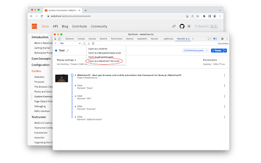 WebdriverIO Chrome Recorder