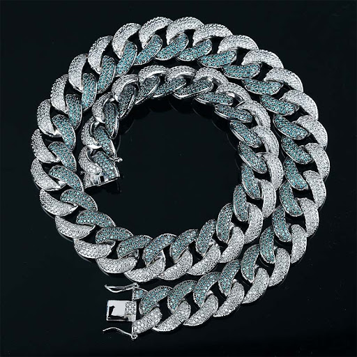 Title 3, Emerald color mens large Cuban chain